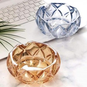 متكة / مكته زجاج ثقيل عسلي مدور مضلع 